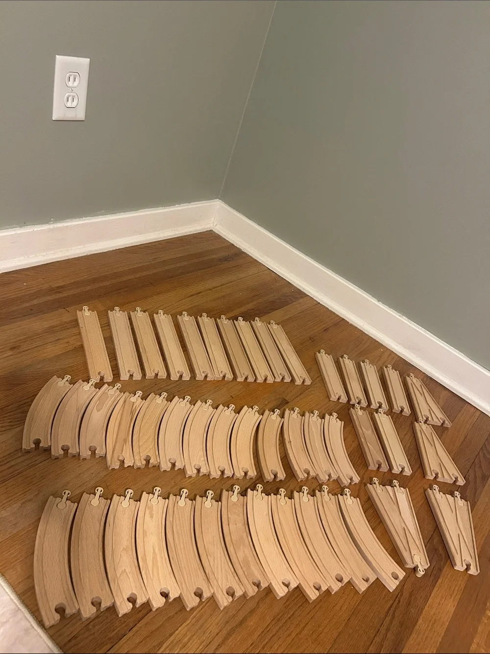 Ikea Wooden Train Track Set Pieces - Natural Wood